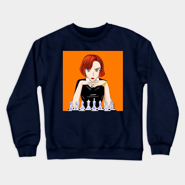 Beth the queen’s gambit in chessmaster Art Crewneck Sweatshirt by jorge_lebeau